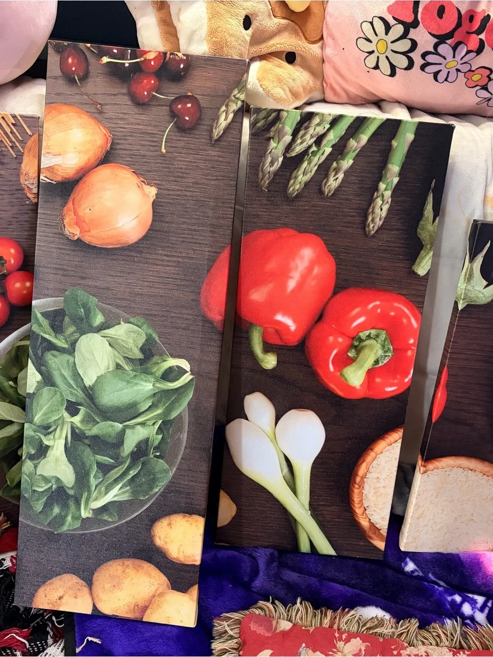 Kitchen Vegetable Wall Art Panels - Red & Green